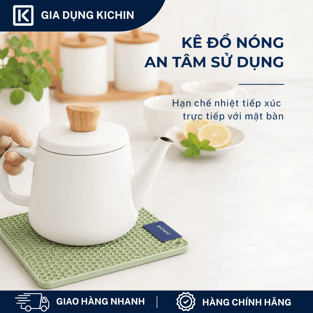 Miếng Lót Silicone chịu nhiệt cao cấp Thương Hiệu KICHIN - Bảo vệ, chống trầy bề mặt bếp, bàn, lót nồi