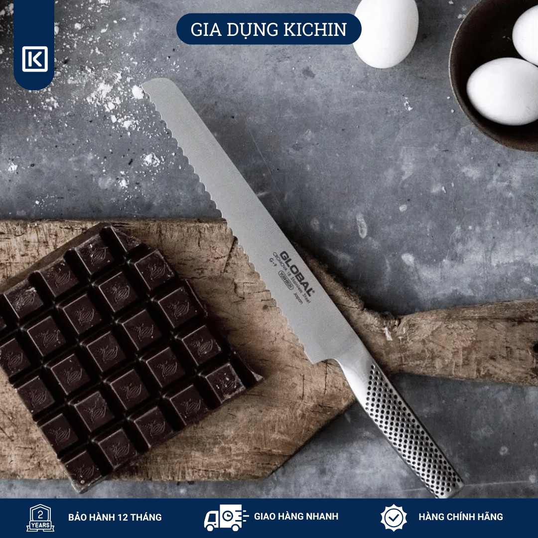 Dao bếp Nhật cao cấp Global G9 Bread - Dao cắt bánh mỳ (220mm)