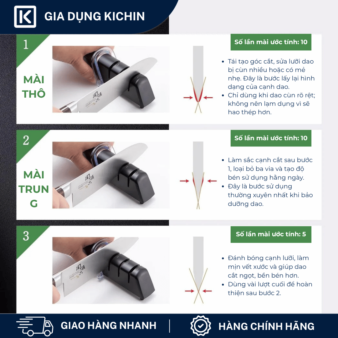 Dụng cụ mài dao 3 bước cao cấp Nhật KAI AP0308