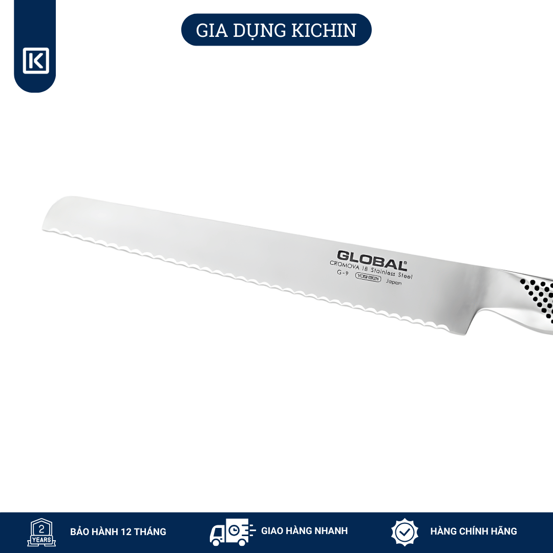 Dao bếp Nhật cao cấp Global G9 Bread - Dao cắt bánh mỳ (220mm)
