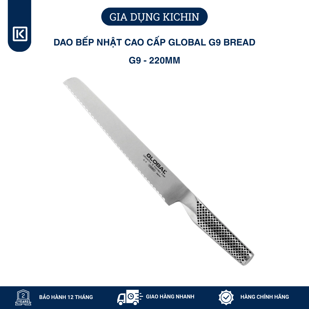 Dao bếp Nhật cao cấp Global G9 Bread - Dao cắt bánh mỳ (220mm)