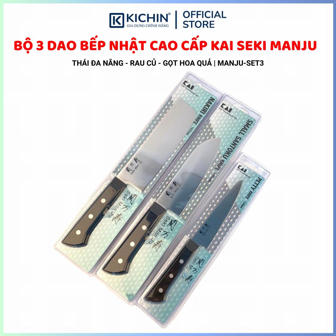Combo 3 dao Nhật cao cấp KAI Ấn Seki ManJu + Mài dao KICHIN