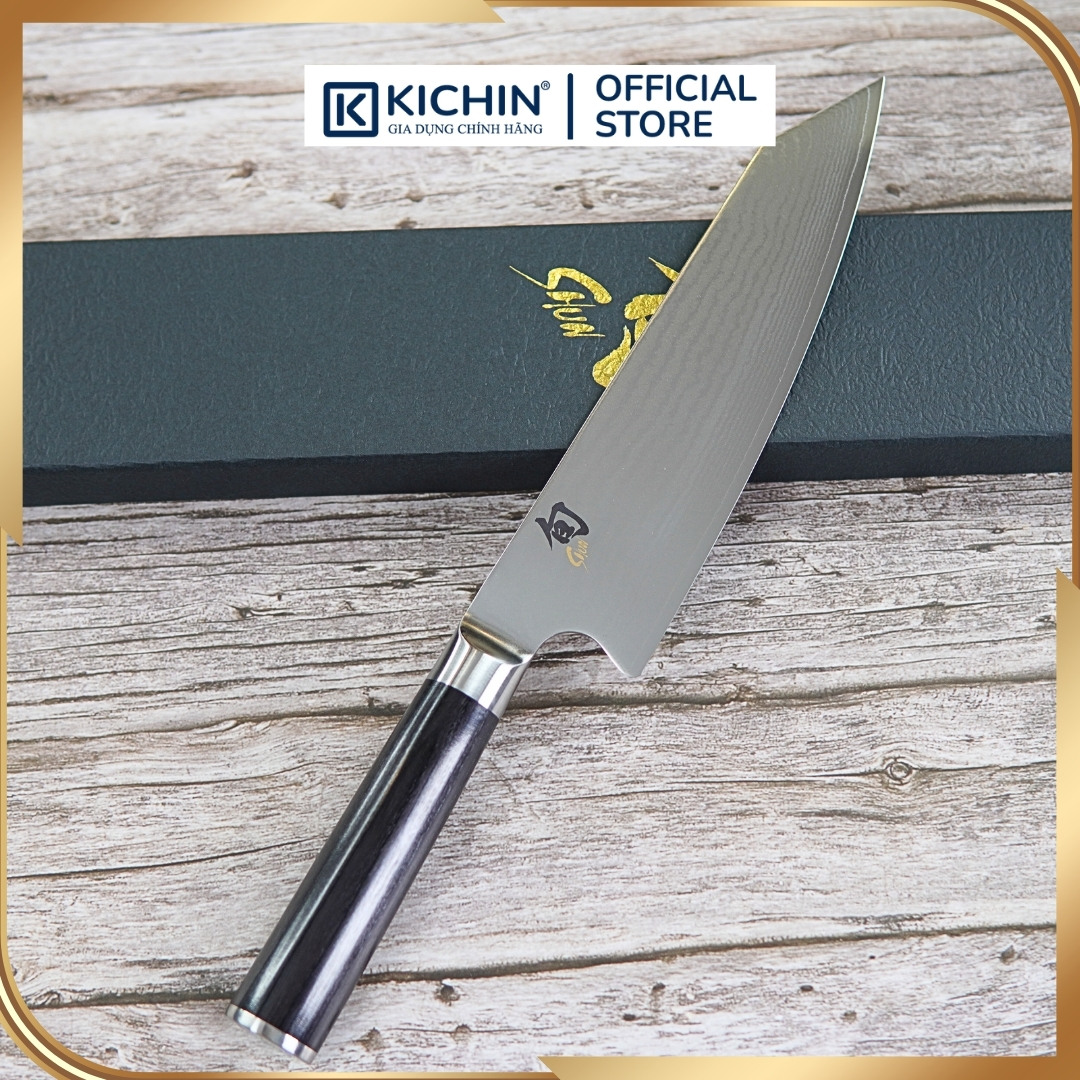 Dao thái thịt cá cao cấp KAI Nhật Bản - Shun Classic Kiritsuke thép VG-Max Damascus 69 lớp DM0771 (200mm)