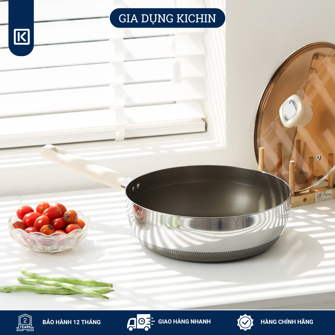 Chảo rán siêu chống dính Titanium Aura Haatz đáy 7 lớp , thành đứng, sâu lòng