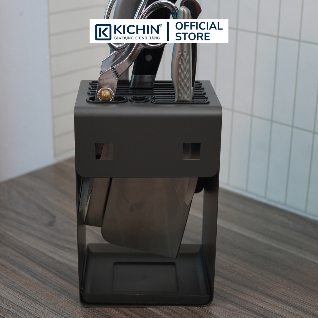 Hộp cắm dao để bàn 5 rãnh thép chống gỉ cao cấp - HC01 (12x15x23cm)