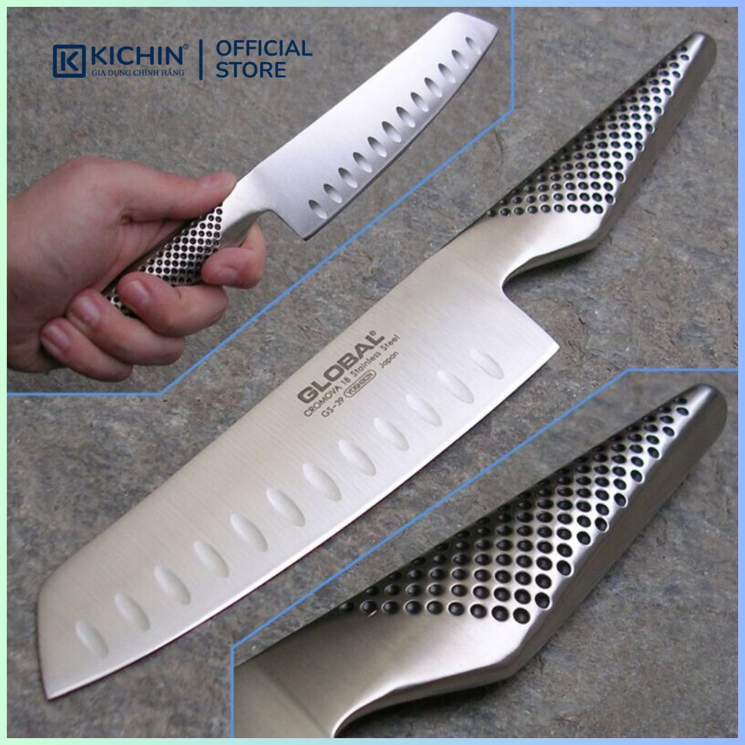 Dao bếp Nhật cao cấp Global GS39 = GS91 Nakiri - Dao thái rau củ chống dính (140mm)