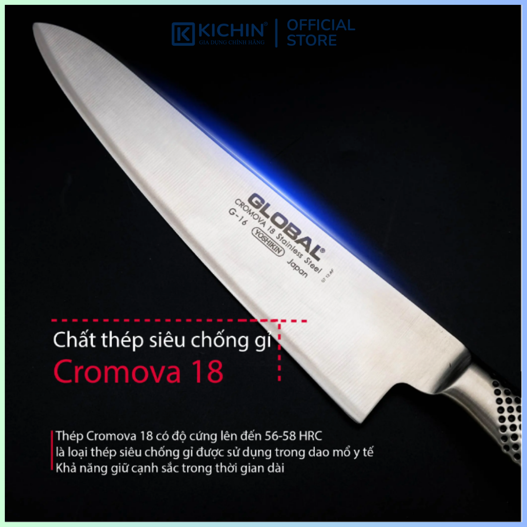 Dao bếp Nhật cao cấp Global G16 Chef - Dao thái thịt cá (240mm)