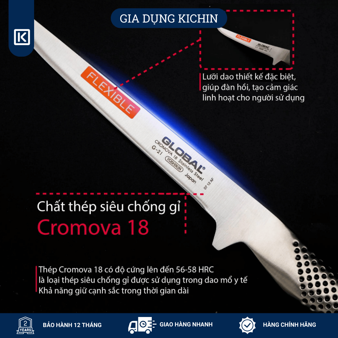 Dao bếp Nhật cao cấp Global G21 Boning Knife - Dao lọc xương (160mm)