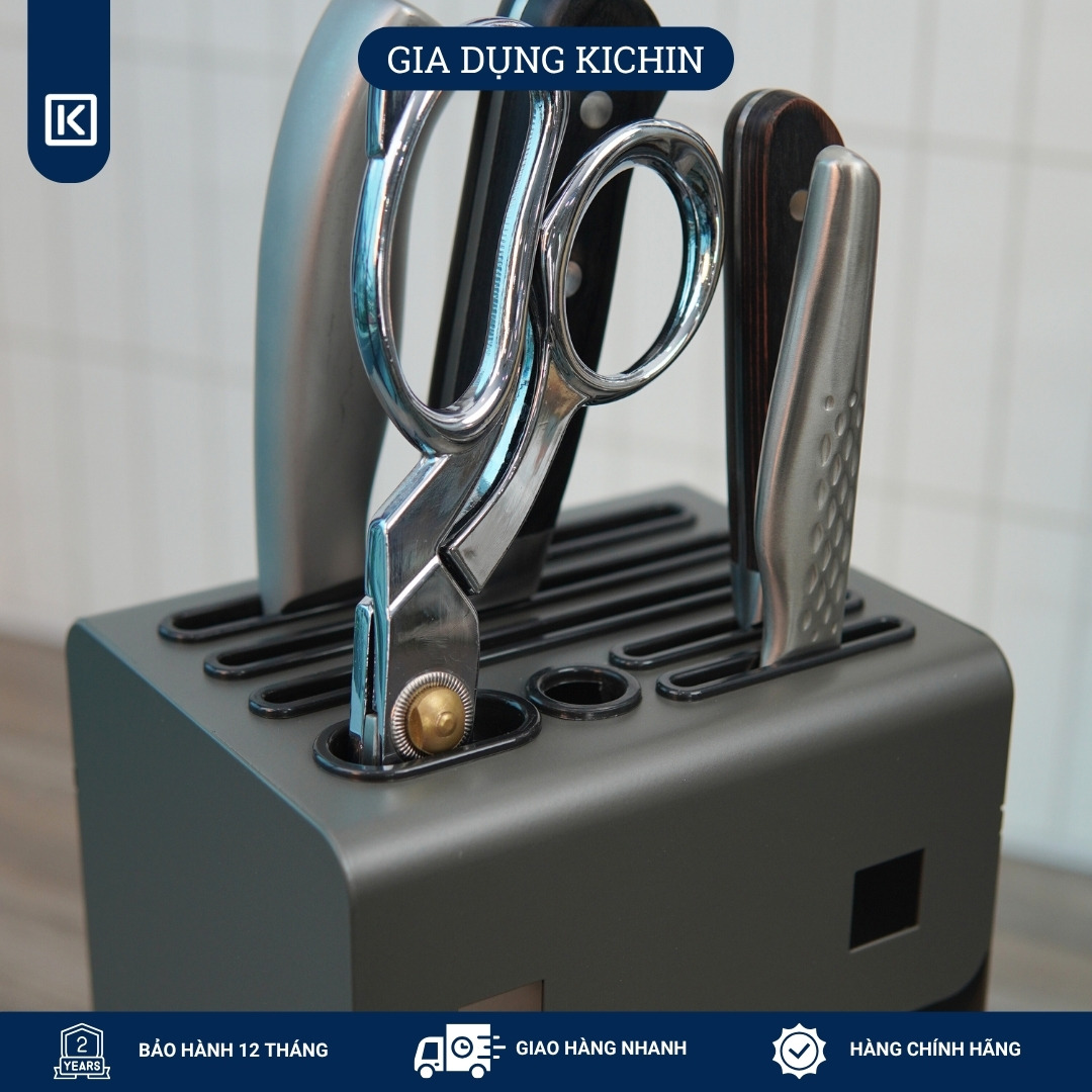 Hộp cắm dao để bàn 5 rãnh thép chống gỉ cao cấp - HC01 (12x15x23cm)