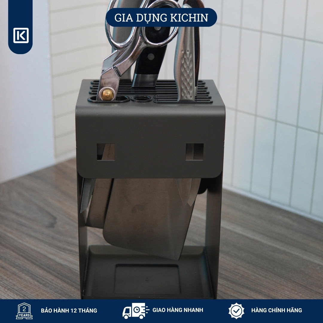 Hộp cắm dao để bàn 5 rãnh thép chống gỉ cao cấp - HC01 (12x15x23cm)