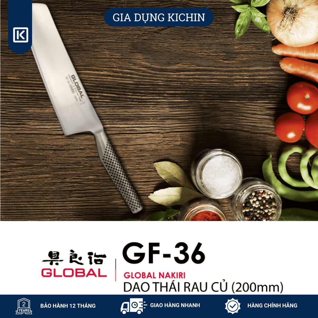 Dao bếp Nhật cao cấp Global GF36 Nakiri - Dao thái rau củ (200mm)