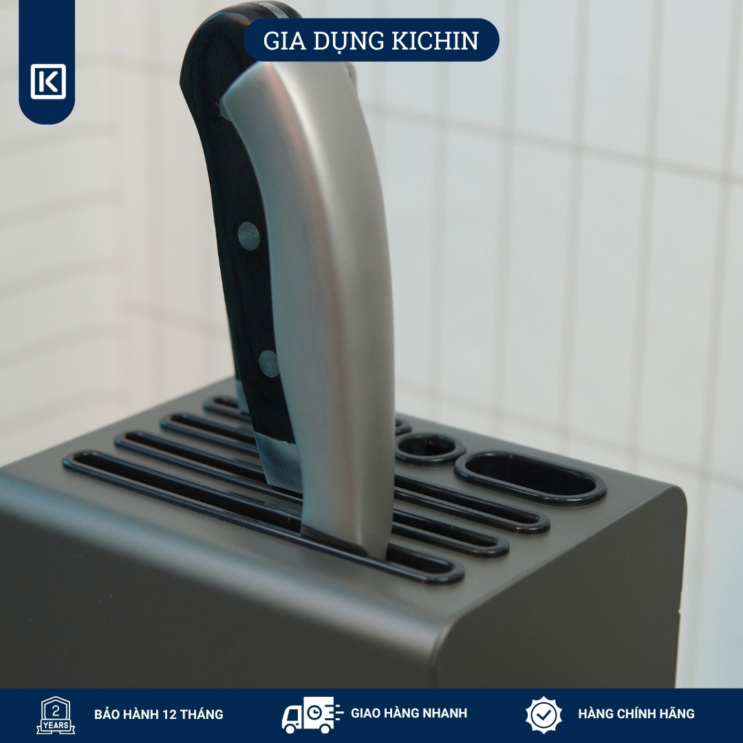 Hộp cắm dao để bàn 5 rãnh thép chống gỉ cao cấp - HC01 (12x15x23cm)