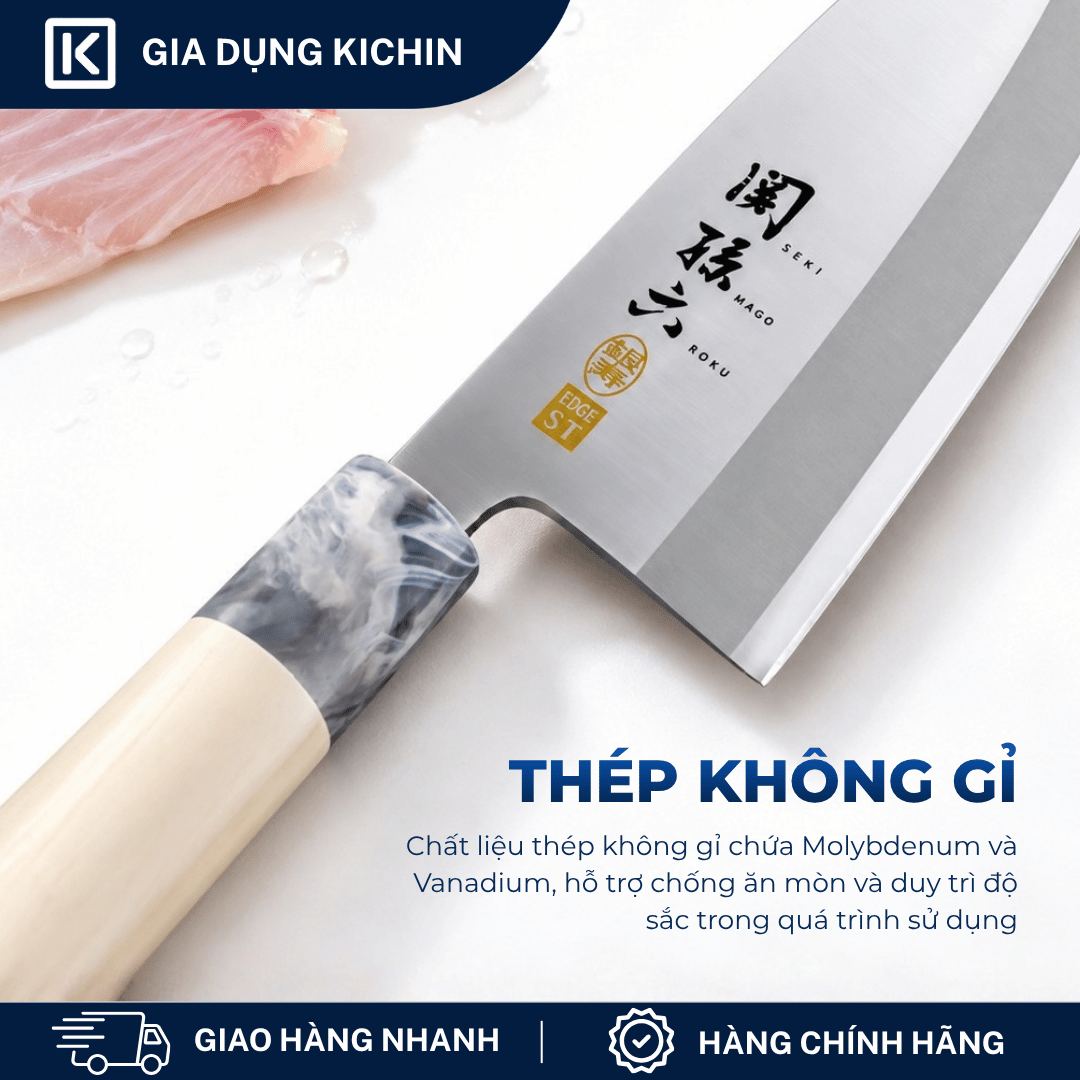Dao bếp Nhật cao cấp KAI Ginju Deba - Dao thái lọc thịt cá AK5063 (165mm)