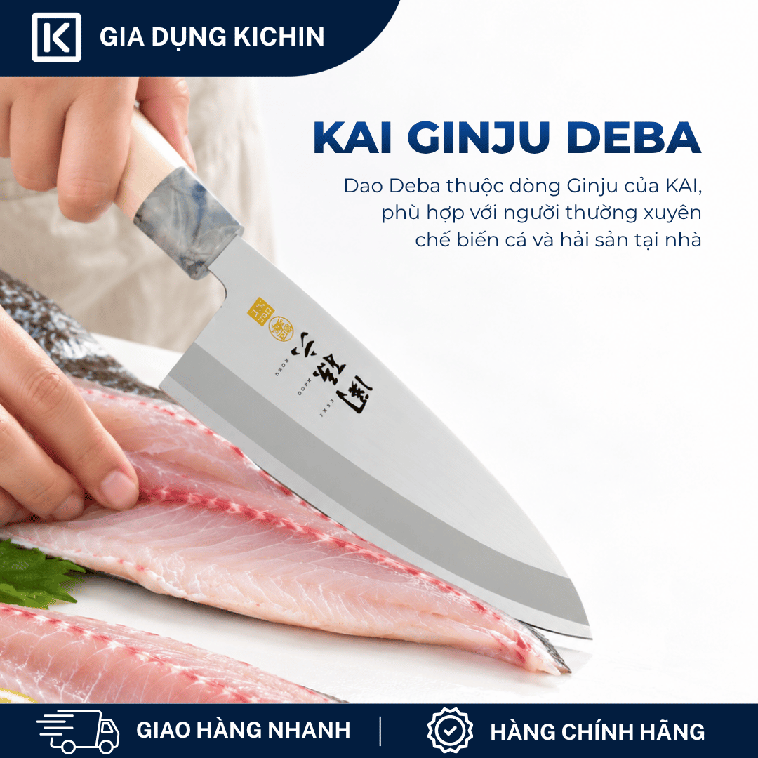 Dao bếp Nhật cao cấp KAI Ginju Deba - Dao thái lọc thịt cá AK5063 (165mm)
