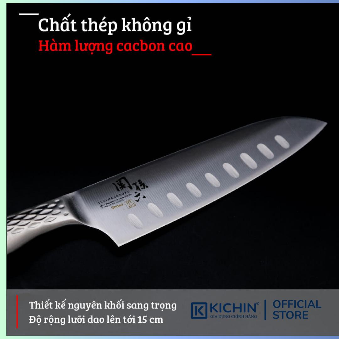 Dao bếp Nhật cao cấp KAI Shoso Santoku Hollow - Dao thái 3 trong 1 chống dính AB5157 (165mm)