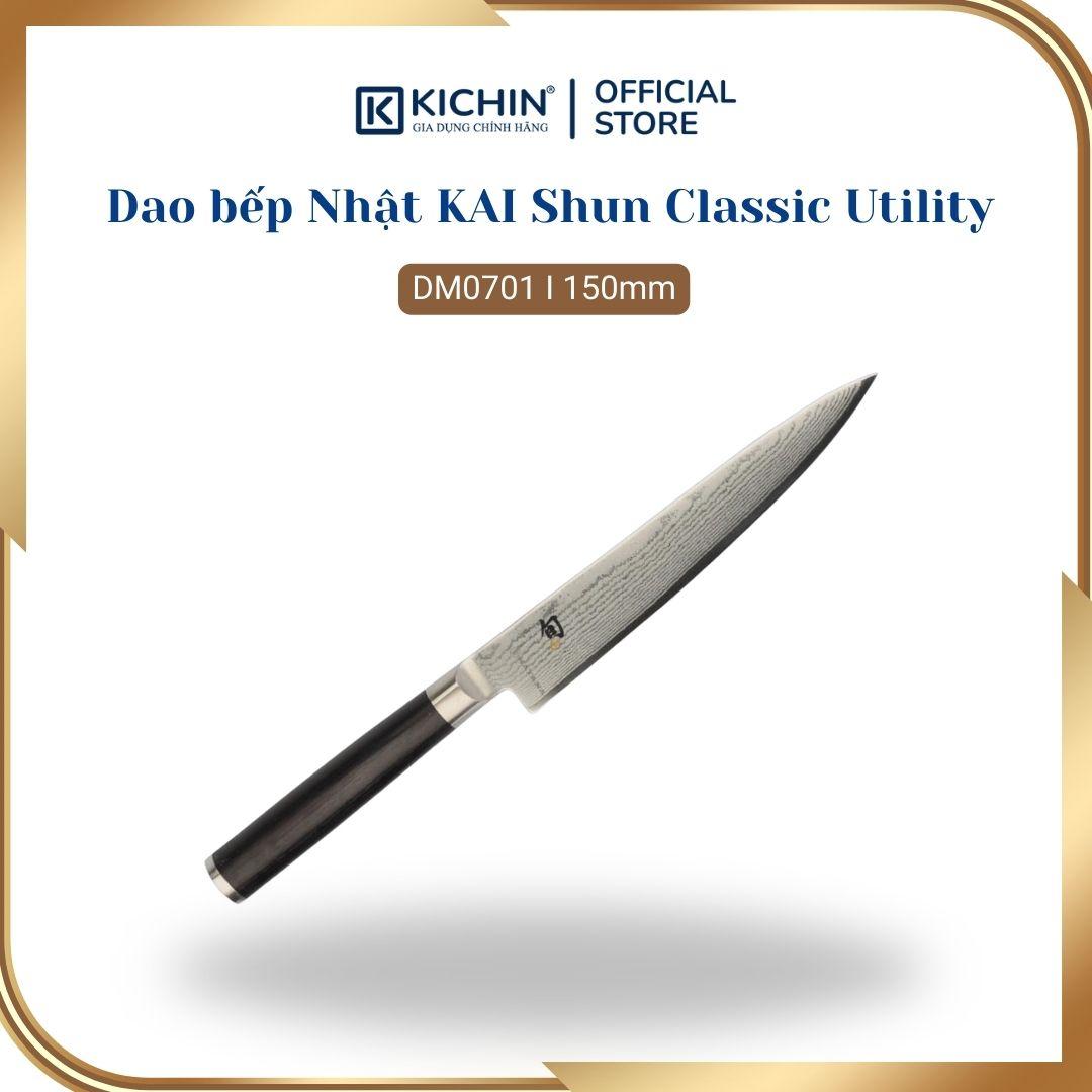 Dao bếp Nhật cao cấp KAI Shun Classic Utility - Dao đa năng thép Damascus 69 lớp DM0701 (150mm)