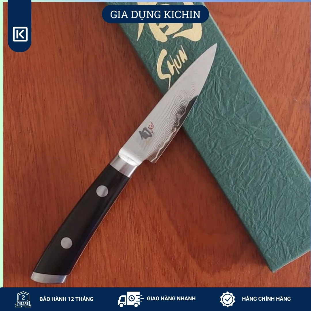Dao gọt hoa quả cao cấp KAI Nhật Bản - Shun Kaji Paring thép SG-2 Damascus 33 lớp KDM0001 (89mm)