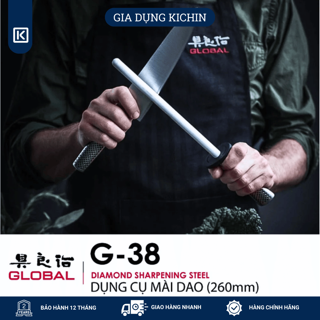 Dụng cụ liếc dao Global G38 Diamond Sharpening Steel (260mm)