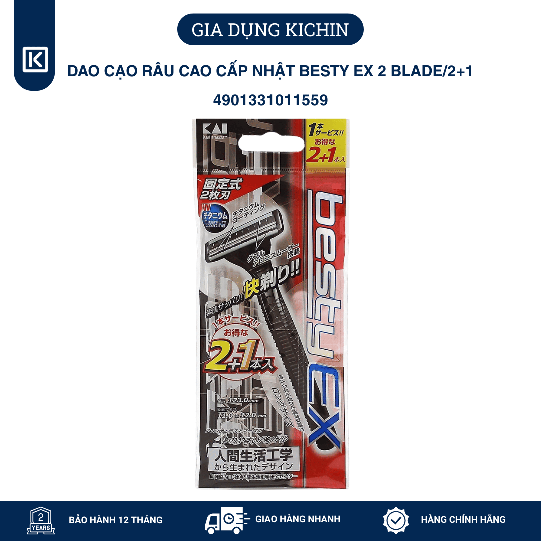 Dao cạo râu cao cấp Nhật Besty Ex 2 Blade/2+1