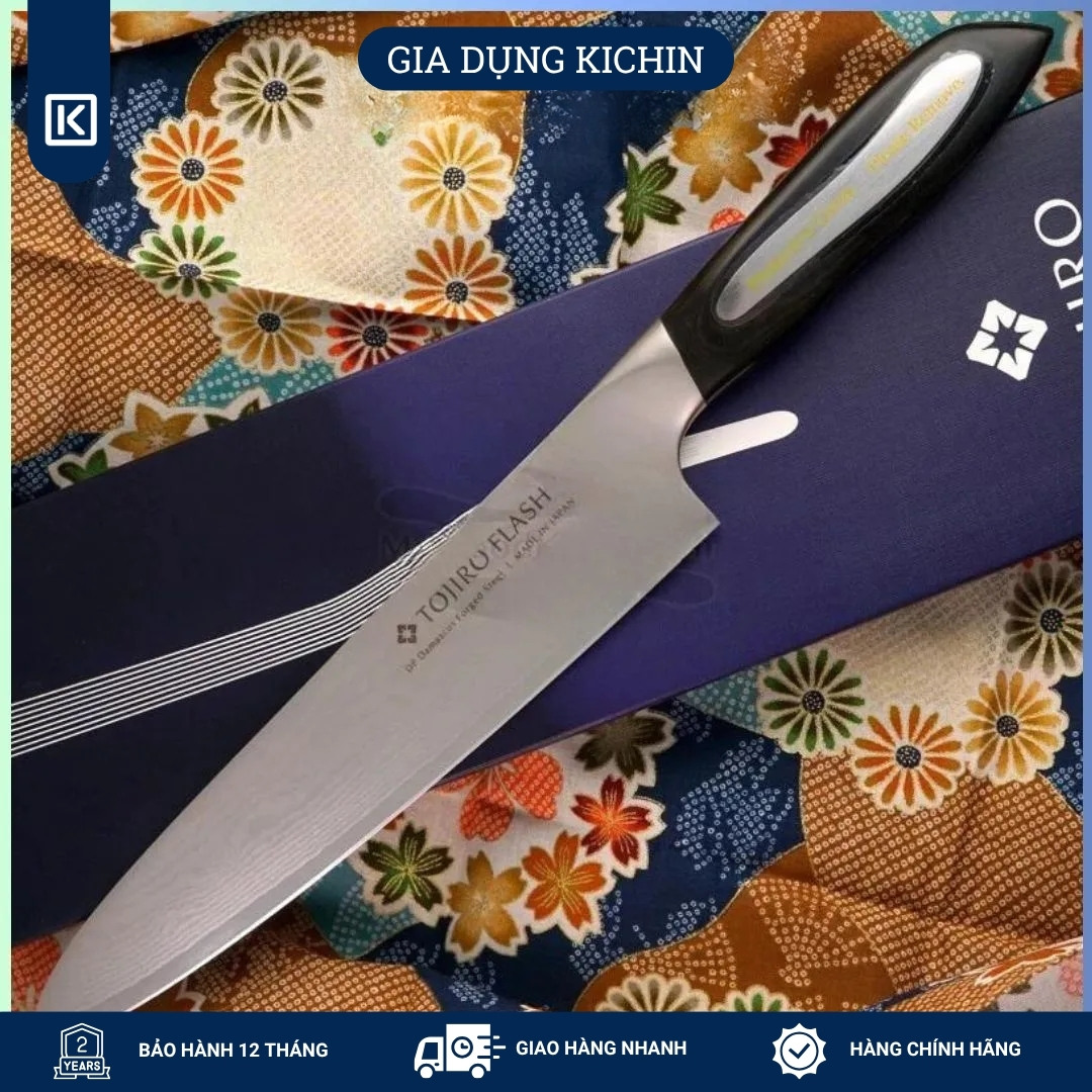 Dao bếp Nhật cao cấp Tojiro Flash Chef thép Damascus 63 lớp VG10 - Dao thái thịt cá 210mm FF-CH210