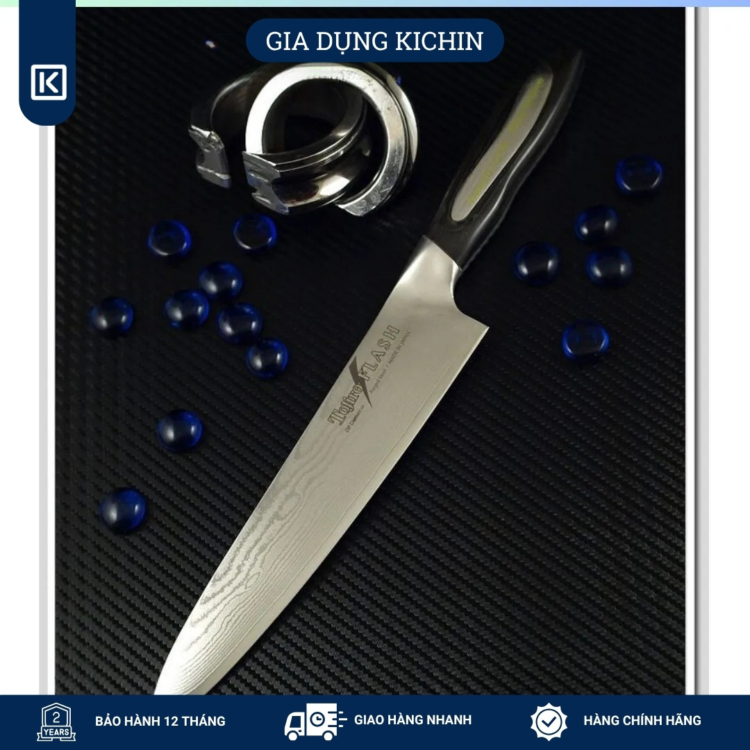 Dao bếp Nhật cao cấp Tojiro Flash Chef thép Damascus 63 lớp VG10 - Dao thái thịt cá 210mm FF-CH210
