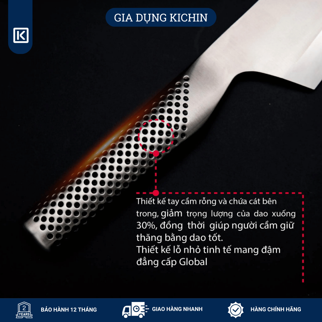 Dao bếp Nhật cao cấp Global G7R Oriental Deba - Dao thái lọc thịt cá (180mm)