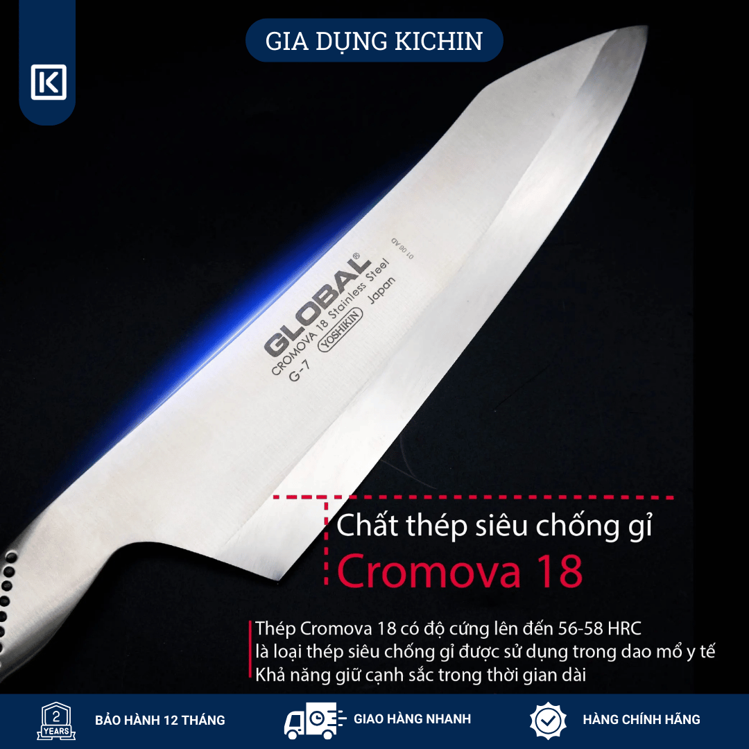 Dao bếp Nhật cao cấp Global G7R Oriental Deba - Dao thái lọc thịt cá (180mm)