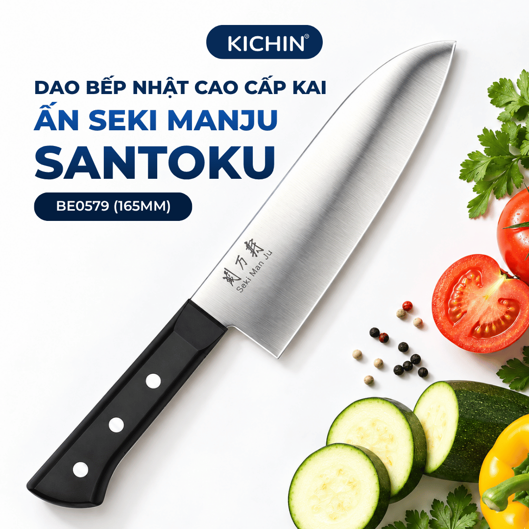 Dao bếp cao cấp KAI Ấn Seki ManJu Santoku - Dao thái đa năng BE0579 (165mm)