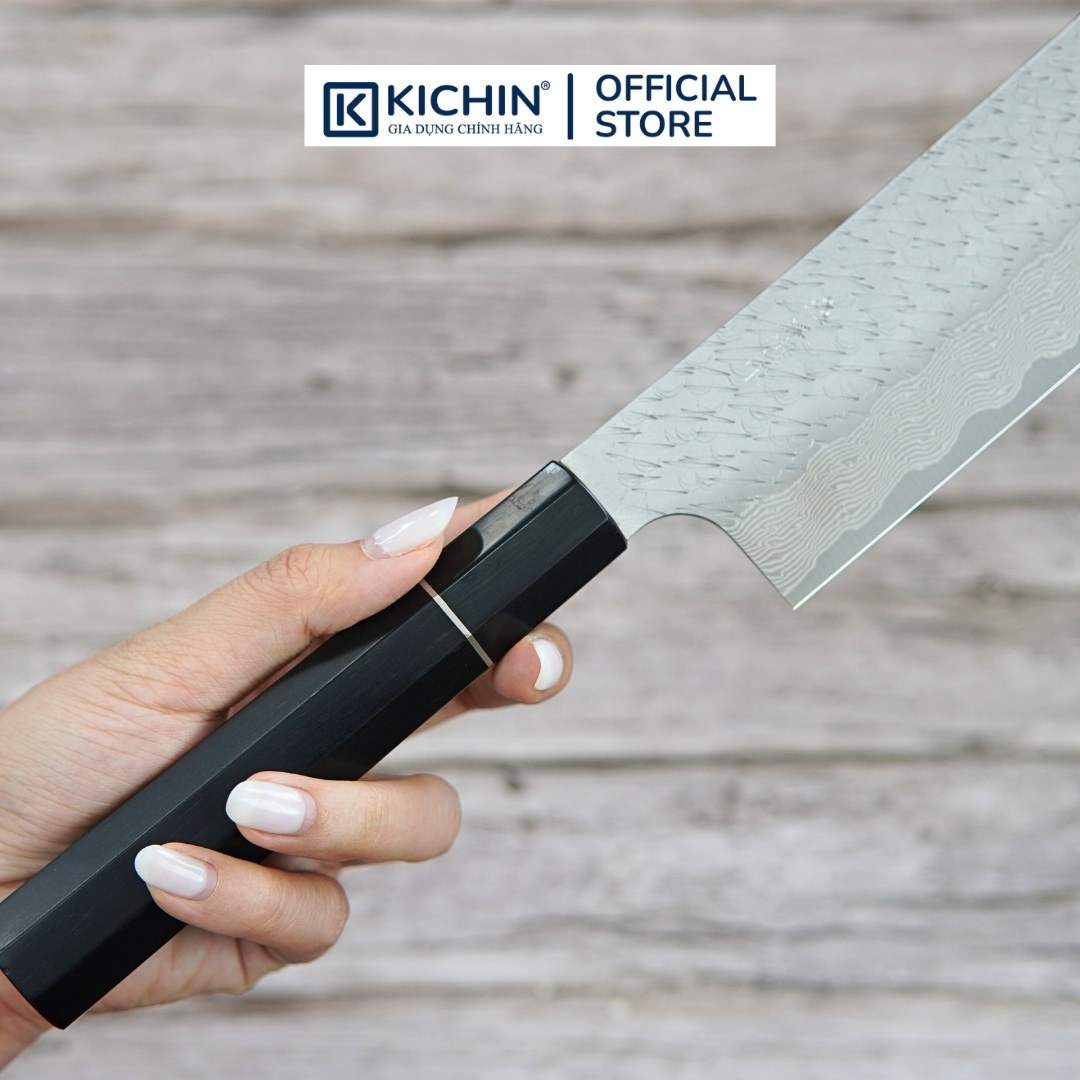 [LIMITED]Dao Đa Năng Nakiri Kiritsuke Nigara 180mm SPG STRIX Cán Gỗ Mun