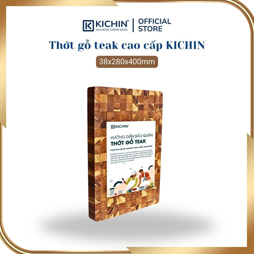 Thớt gỗ teak cao cấp KICHIN cỡ lớn dày 3.8cm KC05 - thớt hình chữ nhật kích thước 38x280x400mm