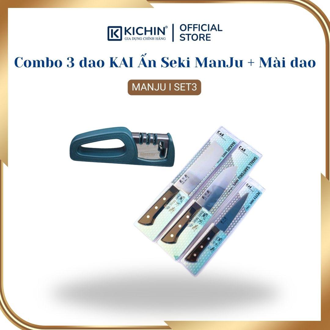 Combo 3 dao Nhật cao cấp KAI Ấn Seki ManJu + Mài dao KICHIN