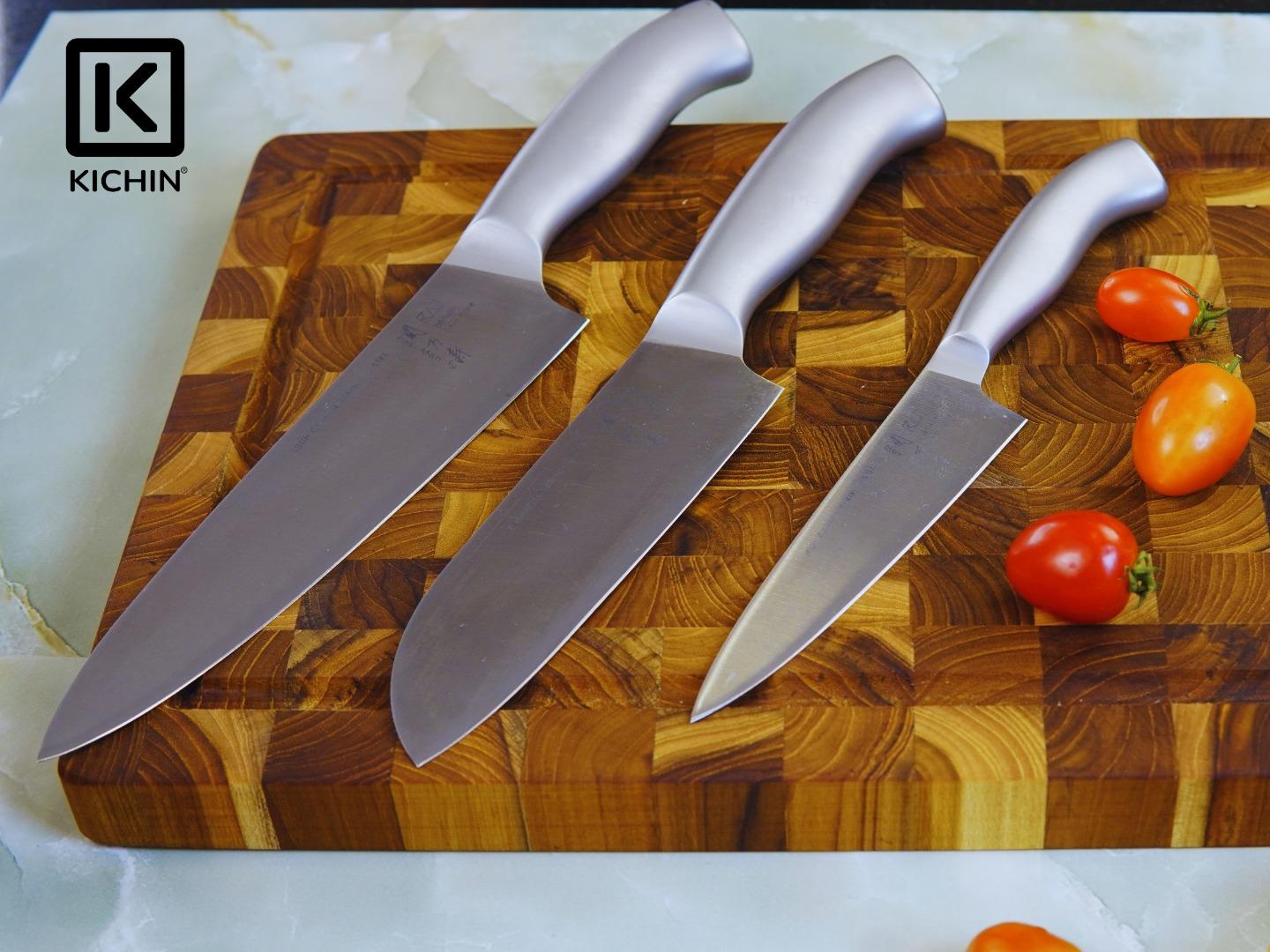 Bộ 3 dao Nhật cao cấp KAI Seki ManJu cán kim loại - Thái thịt cá - Thái đa năng - Gọt hoa quả MANJUHK-SET3