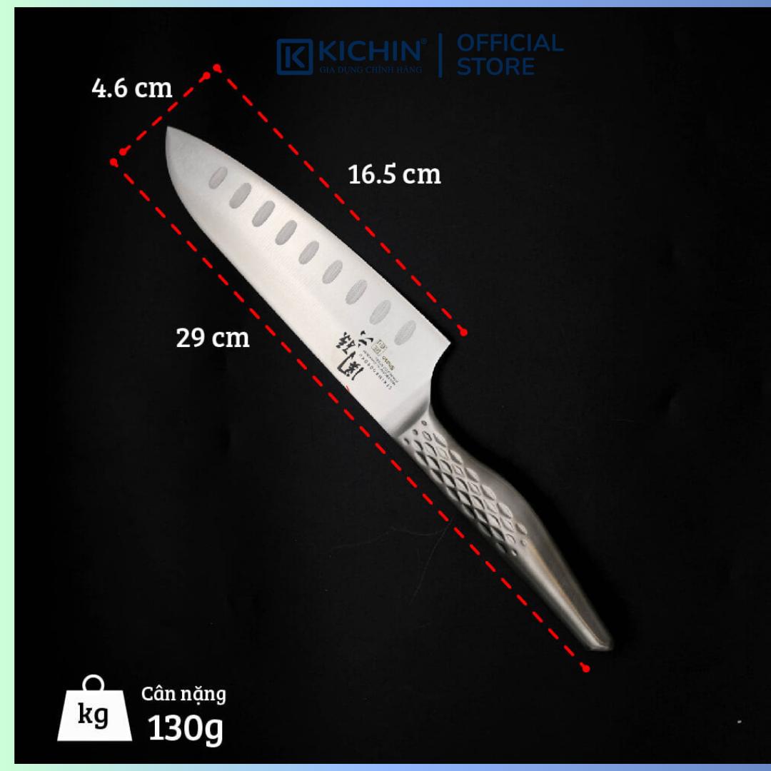 Dao bếp Nhật cao cấp KAI Shoso Santoku Hollow - Dao thái 3 trong 1 chống dính AB5157 (165mm)