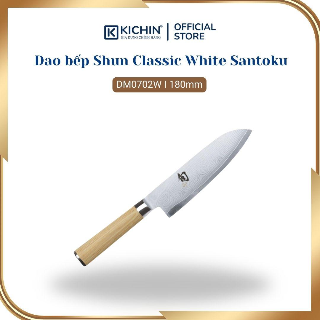 Dao thái đa năng cao cấp KAI Nhật Bản - Shun Classic White Santoku thép VG-Max Damascus 69 lớp DM0702W (180mm)