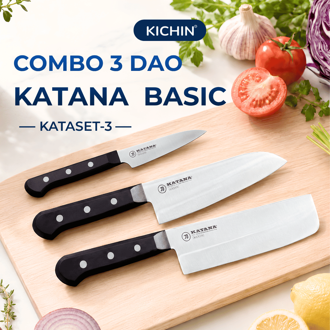 Bộ 3 chiếc dao làm bếp cao cấp KATANA Basic - Dao đa năng năng - Thái rau củ - Gọt hoa quả (3 chiếc)