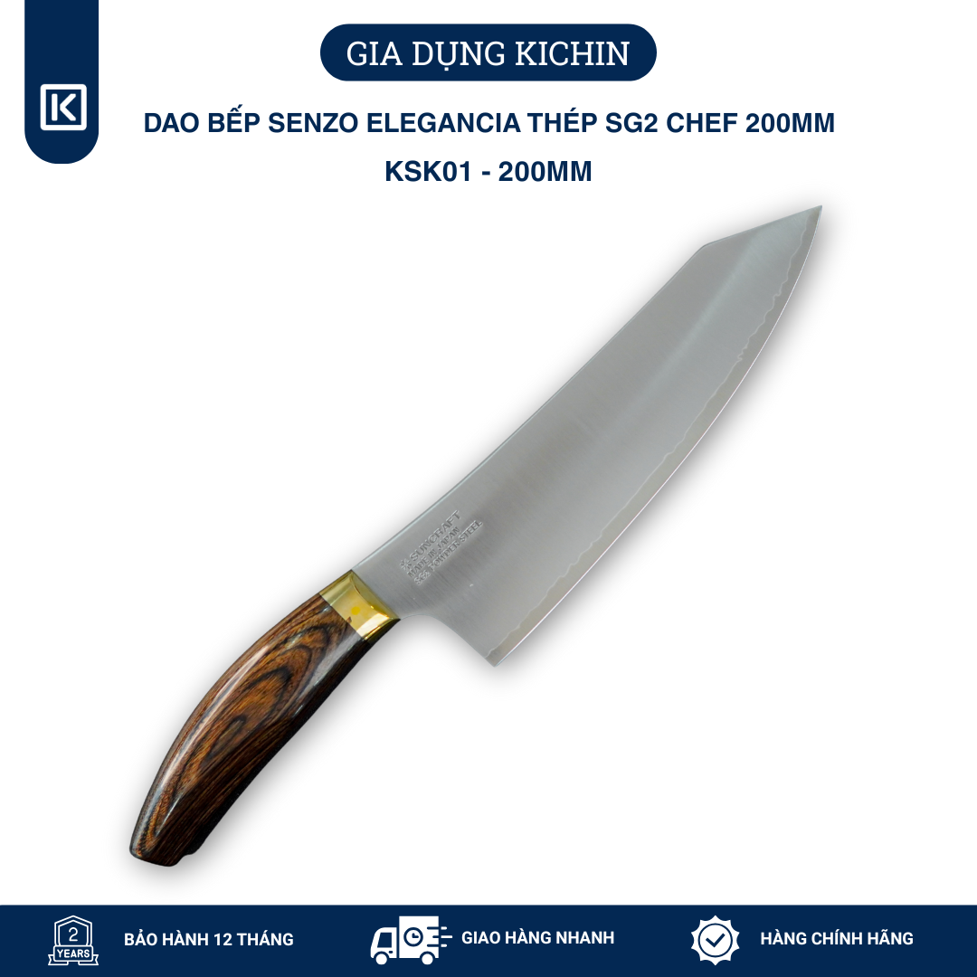 Dao Bếp Đa Năng Senzo Elegancia Thép SG2 Chef 200mm
