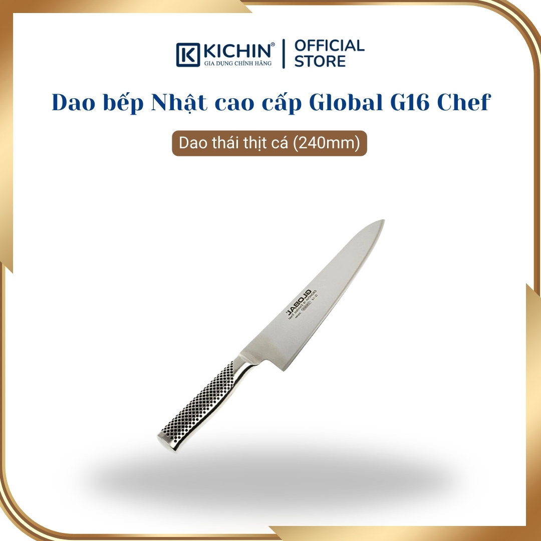 Dao bếp Nhật cao cấp Global G16 Chef - Dao thái thịt cá (240mm)