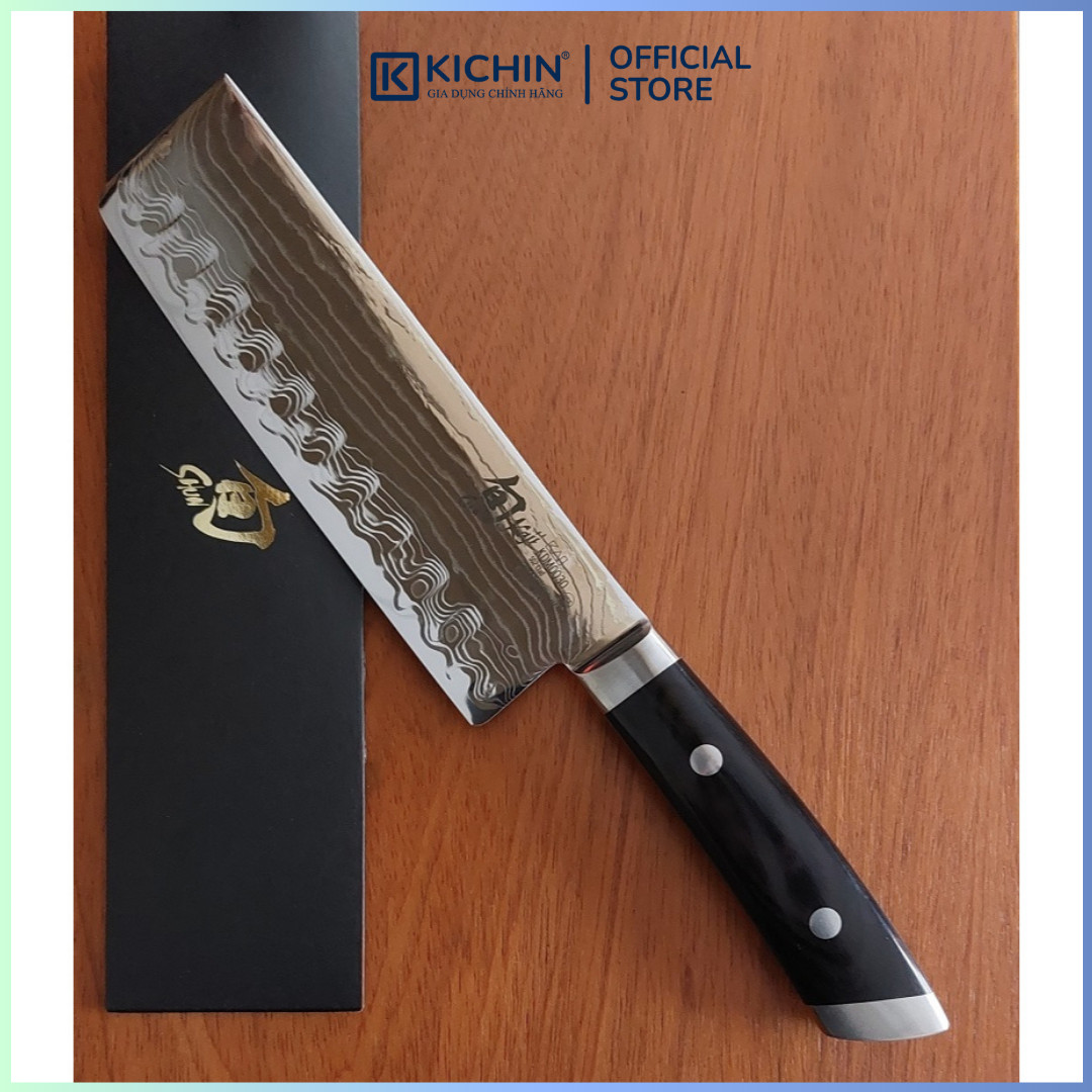 Dao thái rau củ cao cấp KAI Nhật Bản - Shun Kaji Nakiri thép SG-2 Damascus 33 lớp KDM0030 (165mm)