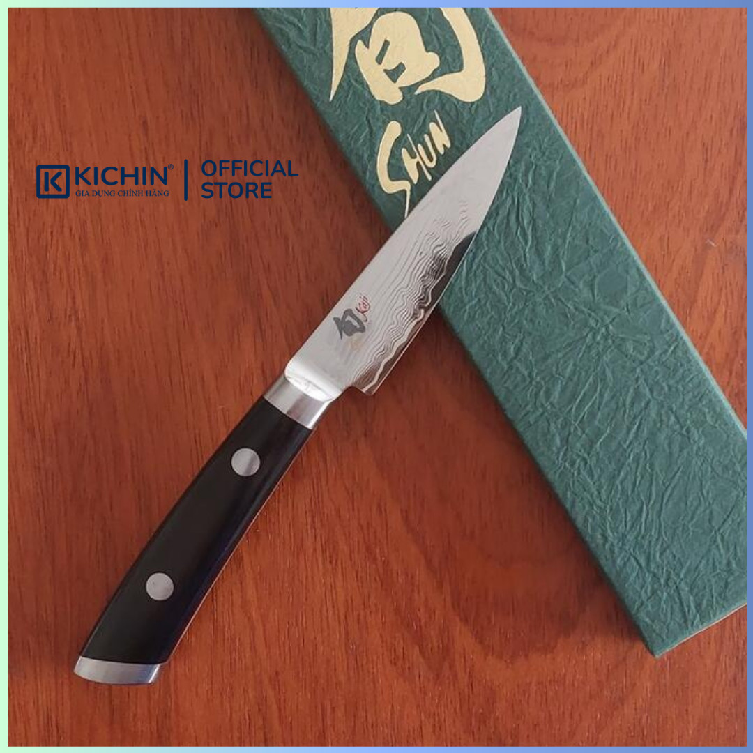 Dao gọt hoa quả cao cấp KAI Nhật Bản - Shun Kaji Paring thép SG-2 Damascus 33 lớp KDM0001 (89mm)