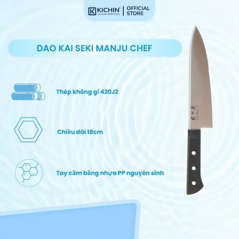 Combo Dao Kai Seki Manju Cán Nhựa Dòng Chef & Mài Dao Cao Cấp Kichin