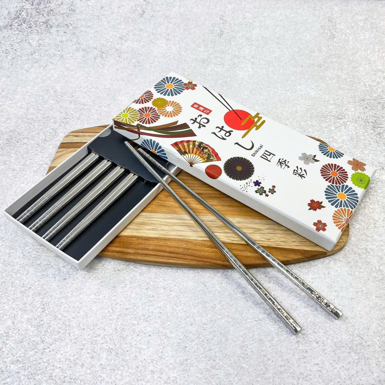 Đũa Cao Cấp Inox Hoa Anh Đào trắng Shikisai