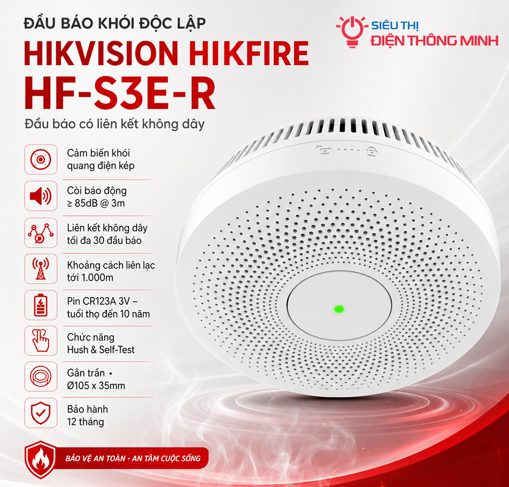 Hướng dẫn Cài đặt và Sử dụng Đầu báo khói Hikvision Hikfire HF-S3E-R