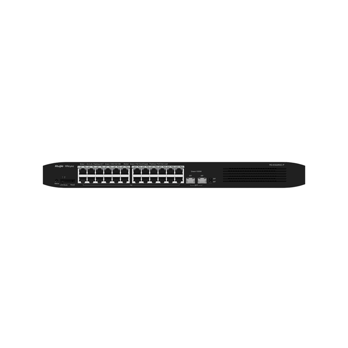 Switch PoE Ruijie RG-ES226GC-P (24 PoE Gigabit, 2 SFP, 370W)