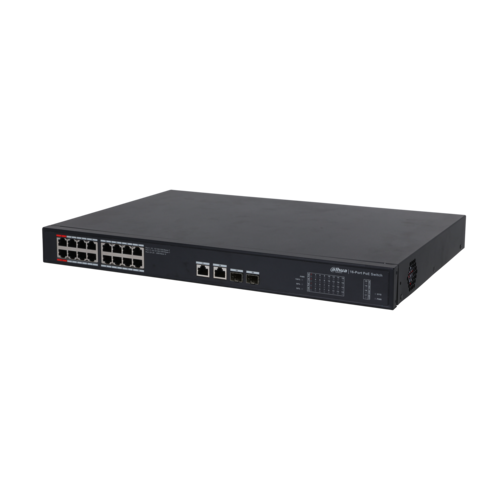 Switch PoE DAHUA DH-PFS3220-16GT-190 (16 PoE Gigabit, 2 uplink Gigabit, 2 SFP, 190W)