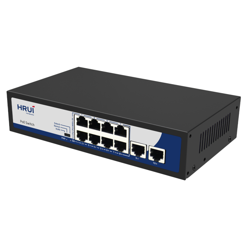 Switch PoE HRUI HR900-AF-82N (8 PoE + 2 uplink)