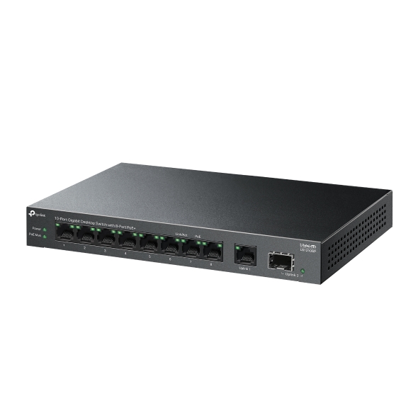 Switch PoE TP-Link LS1210GP (8 PoE Gigabit, 1 uplink Gigabit, 1 SFP, 61W)