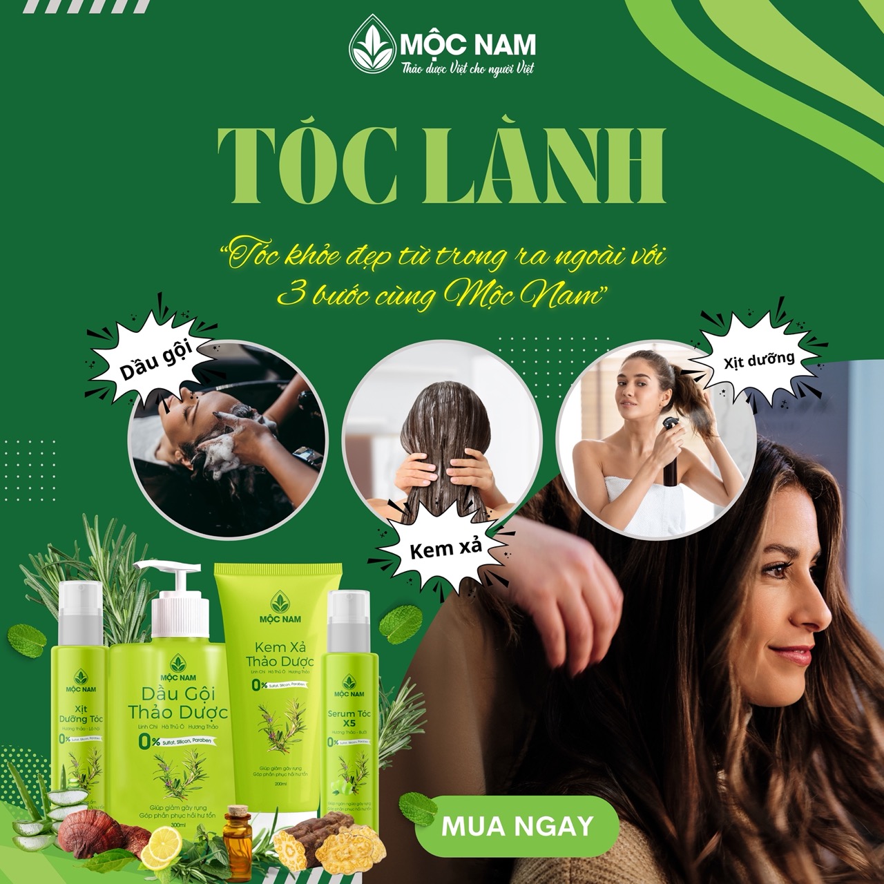 Mộc Nam truyền cảm hứng tóc lành từ thảo dược lành cho tóc