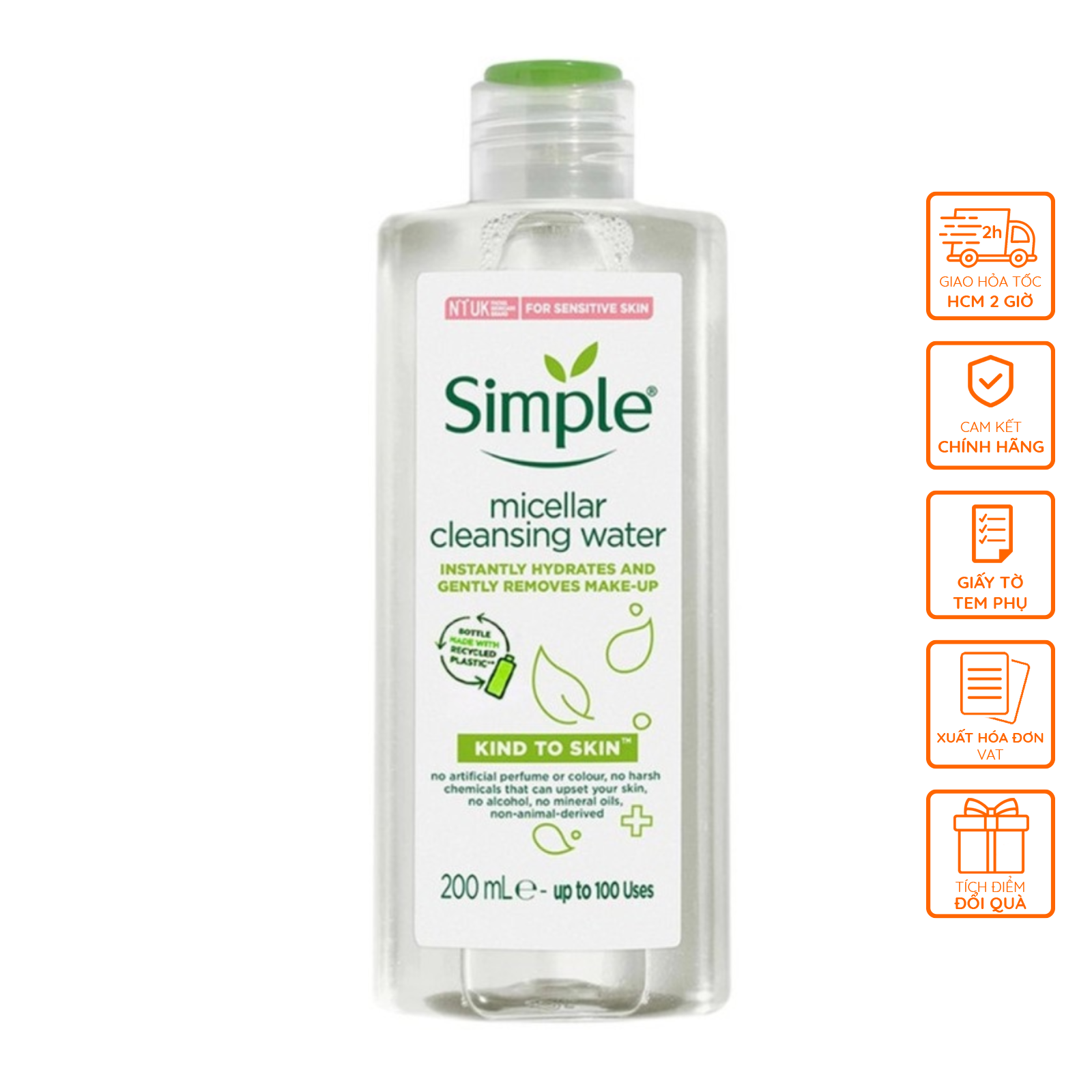 Nước tẩy trang Simple micellar 200ml