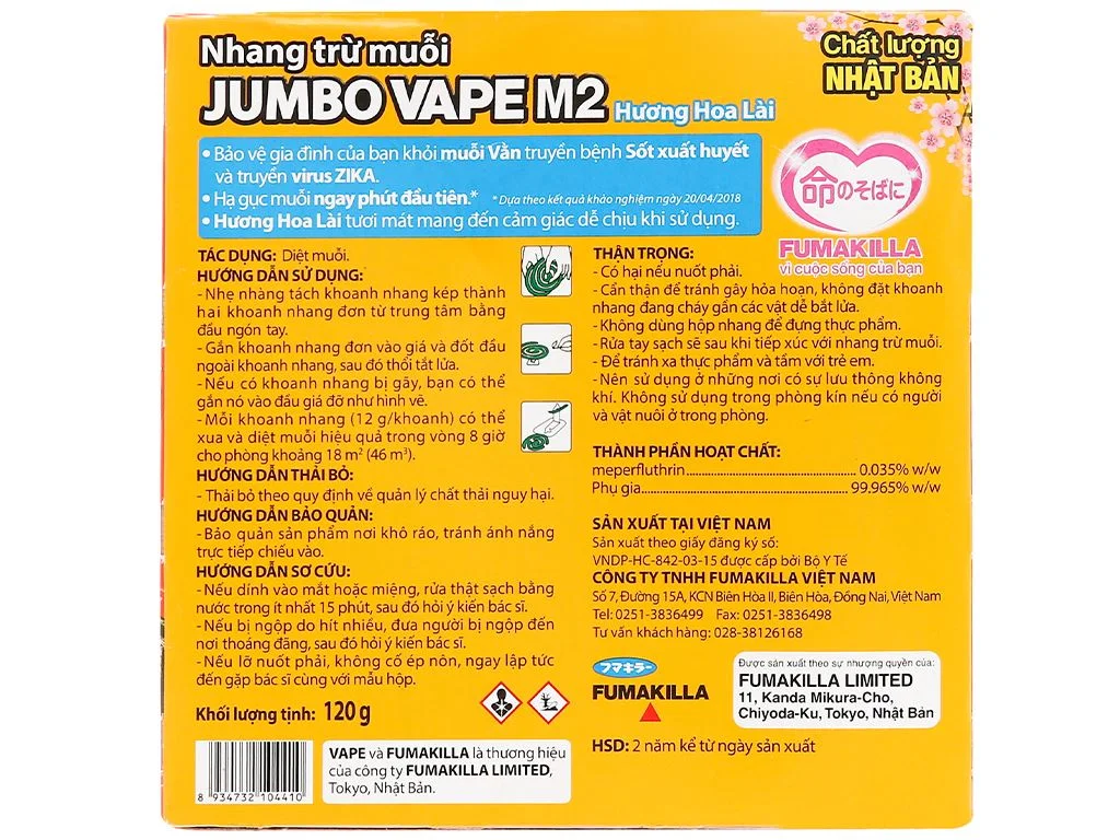 Nhang muỗi Jumbo vape M2 120g
