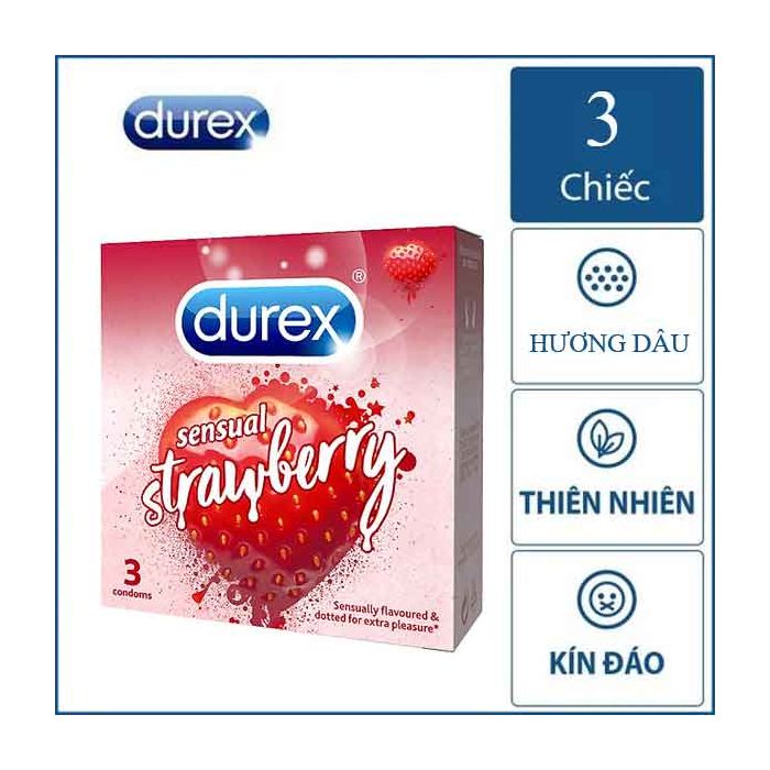 Bao cao su Durex Sensual Strawberry 3s